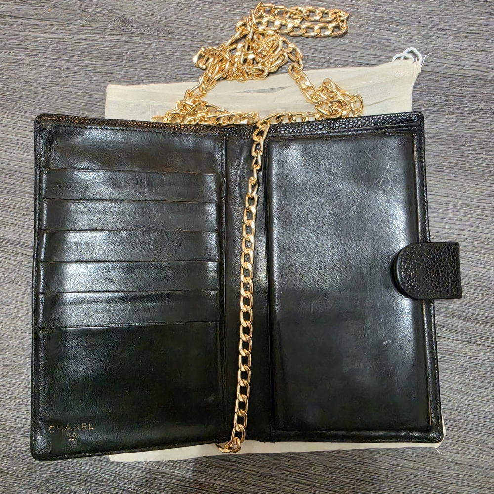 Authentic Vintage CHANEL Black Caviar Leather CC Wallet - Picture 3 of 6
